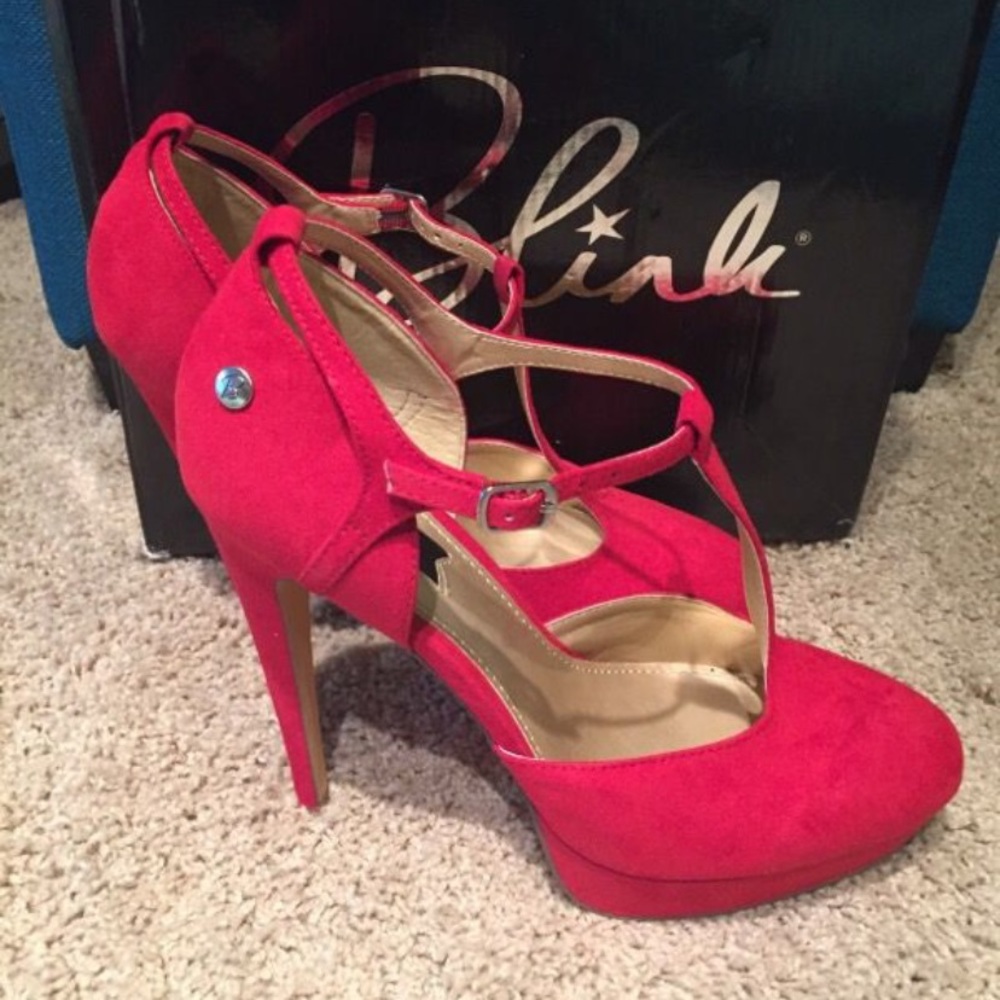 Blink Euro 39 Red T-Strap Red Heels